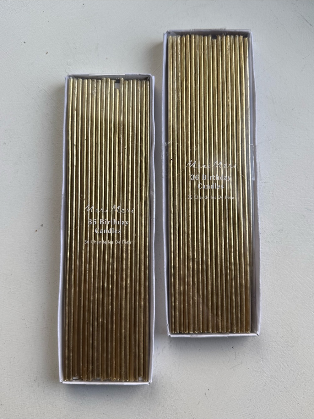 Meri Meri skinny gold birthday candles BNIB